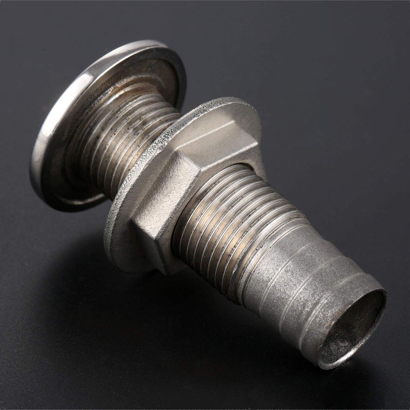 Mtsooning Boat Thru-Hull Connector, 3/4 inch Steel Straight Thru Drain Fittings with Barb, Marine Transom Drain Tube Pipe Nut Accessories - Image 4